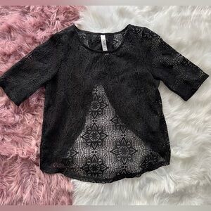 Black Lace Open-Back Top - Size Unknown!